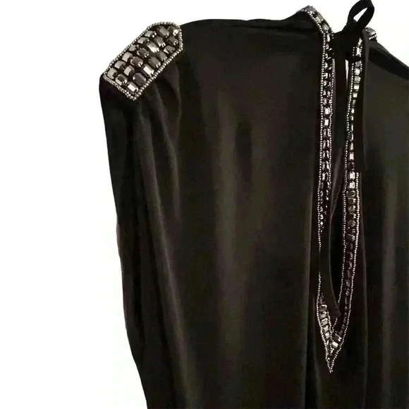 Moda International XS Black Sleeveless Dress Beaded Trim Party Cocktail - Picture 8 of 13